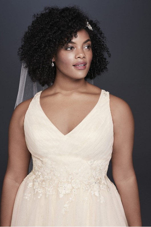 Appliqued Glitter Tulle Plus Size Wedding Dress Collection 9WG3930