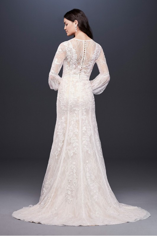 Bishop Sleeve Lace Sheath Wedding Dress MS251195