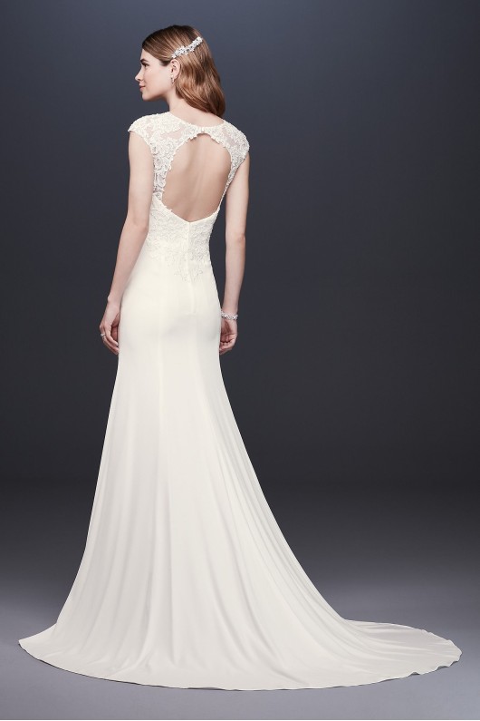 Cap Sleeve Crepe Petite Sheath Wedding Dress Collection 7WG3939