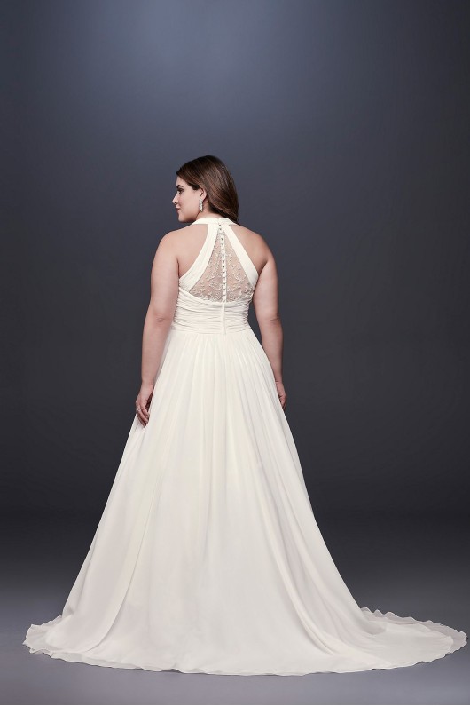 Chiffon Plus Size Wedding Dress with Illusion Back Collection 9WG3919