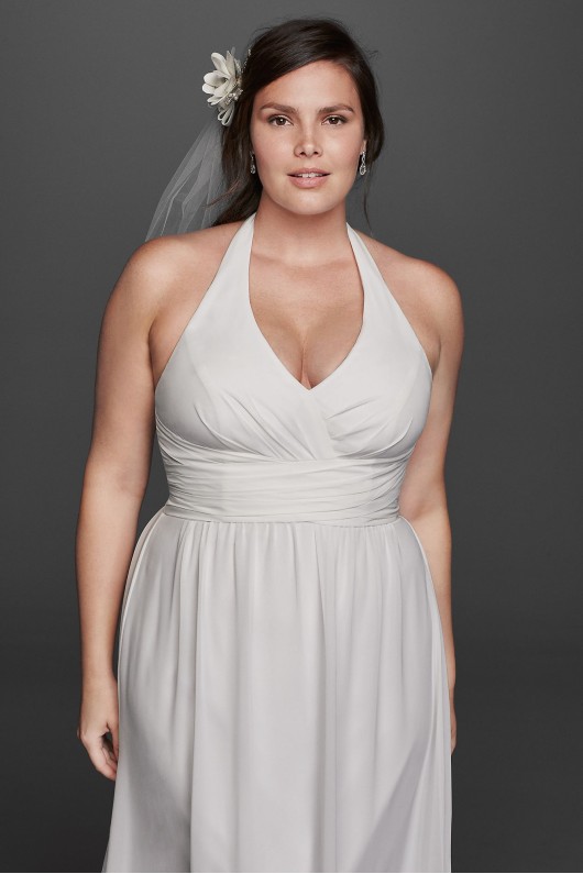 Chiffon Sheath Halter Plus Size Wedding Dress 9SDWG0394