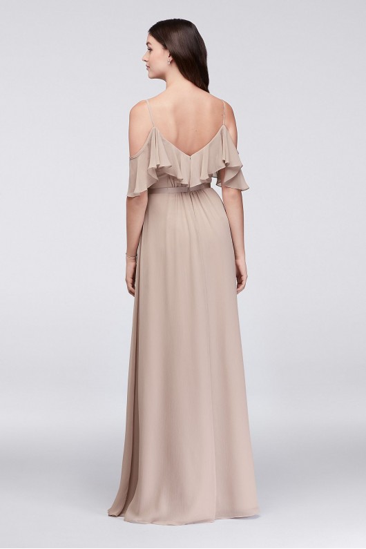 Crinkle Chiffon Cold-Shoulder Bridesmaid Dress F19508