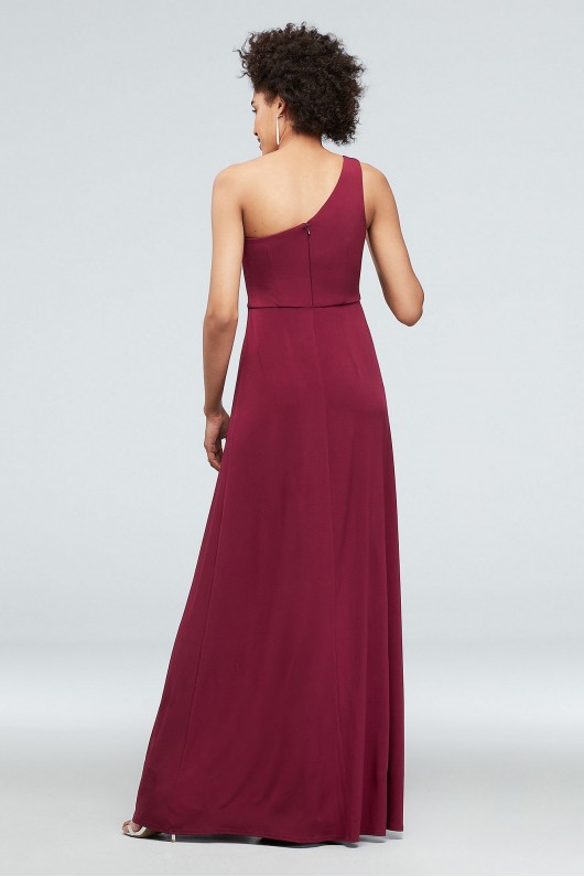 DS270007 One-Shoulder Jersey Dress with Knot Waist
