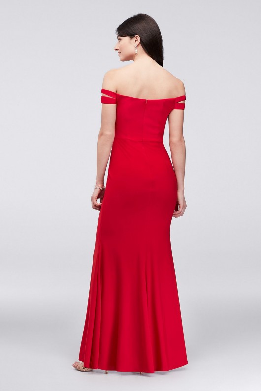 Double-Strap Off-the-Shoulder Jersey Sheath Dress 408X