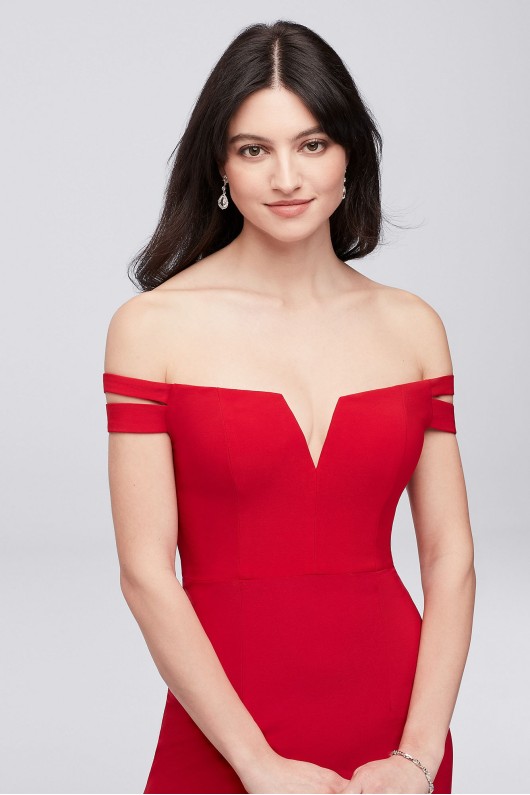 Double-Strap Off-the-Shoulder Jersey Sheath Dress 408X