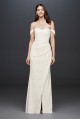 Draped Off-The-Shoulder Crepe Sheath Gown INT19673