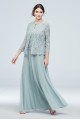 Elegant Three-Piece sChiffon Skirt and Lace Sweater Set for Mother of the Bride 60270D