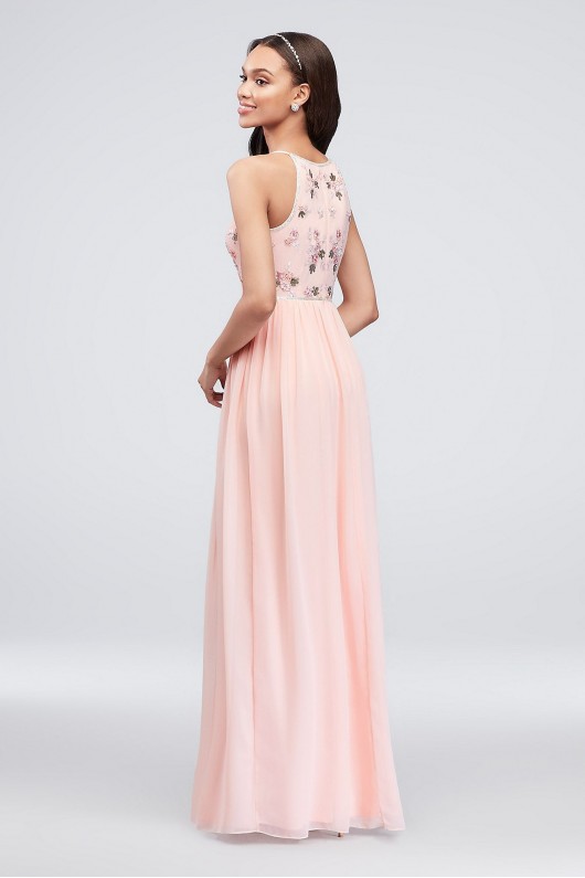 Floral Beaded High-Neck Georgette Tank Dress Reverie AP2E203621