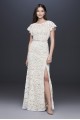 Flutter Sleeve Illusion Lace Sheath Gown 184676DB