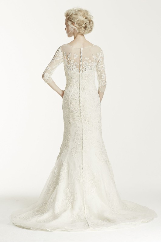 Illusion 3/4 Sleeve Wedding Dress CWG638