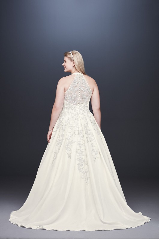 Illusion Back Organza Plus Size Wedding Dress 9WG3936