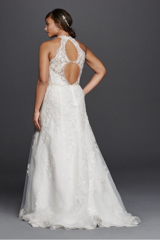 Jewel Lace Plus Size Halter Wedding Dress 9WG3799