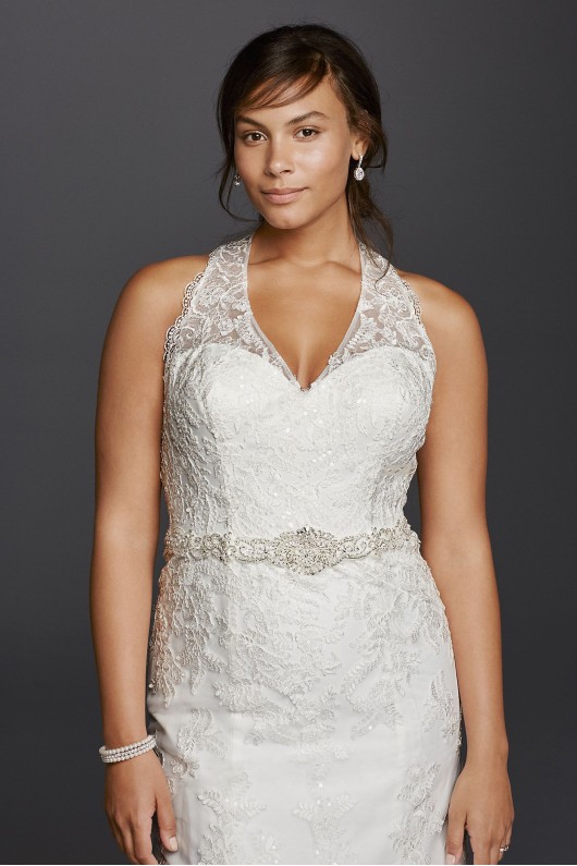 Jewel Lace Plus Size Halter Wedding Dress 9WG3799