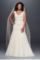 Jewel Scalloped Mermaid Plus Size Wedding Dress 9WG3757