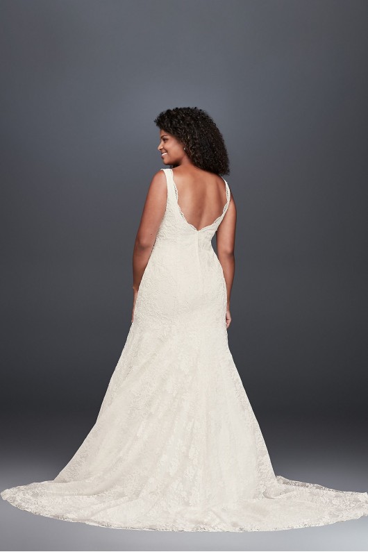 Jewel Scalloped Mermaid Plus Size Wedding Dress 9WG3757