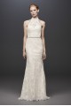 Lace High-Neck Halter Sheath Wedding Dress MS251192