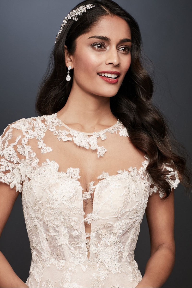 cap sleeve lace wedding dress