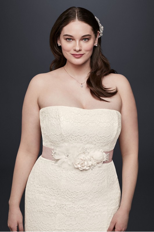 Lace Plus Size Wedding Dress with Tulle Skirt 9KP3765