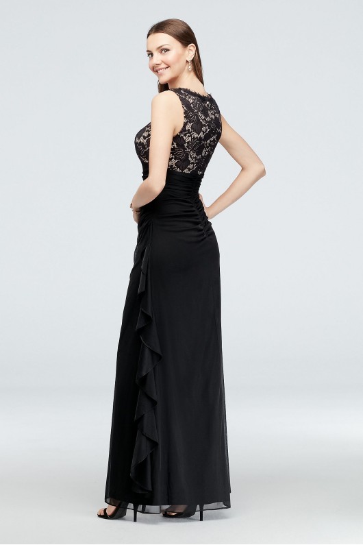 Lace-Up Neckline Gathered Chiffon Gown A19503