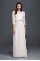 Lace Wedding Crop Top with 3/4 Length Sleeves 183599DB