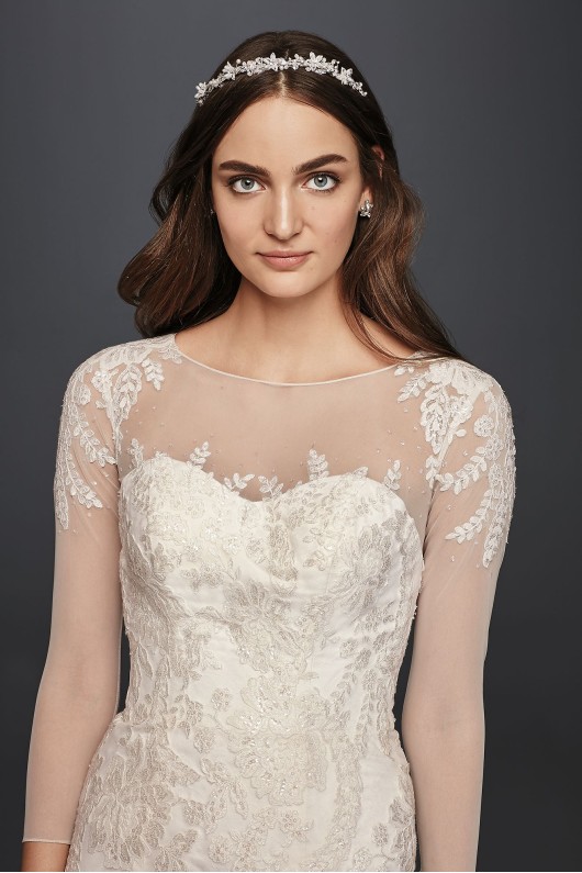 Lace Wedding Dress with 3/4 Sleeves CWG704