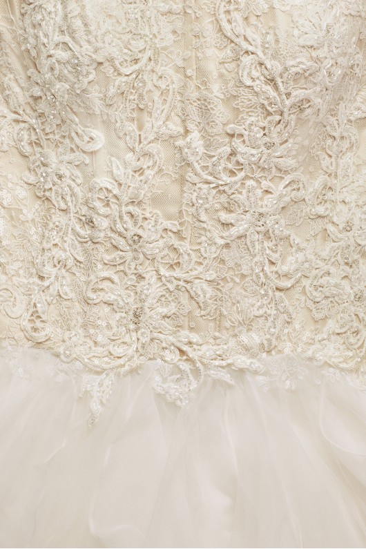 Lace and Organza Ruffled Skirt Wedding Dress NTCWG568