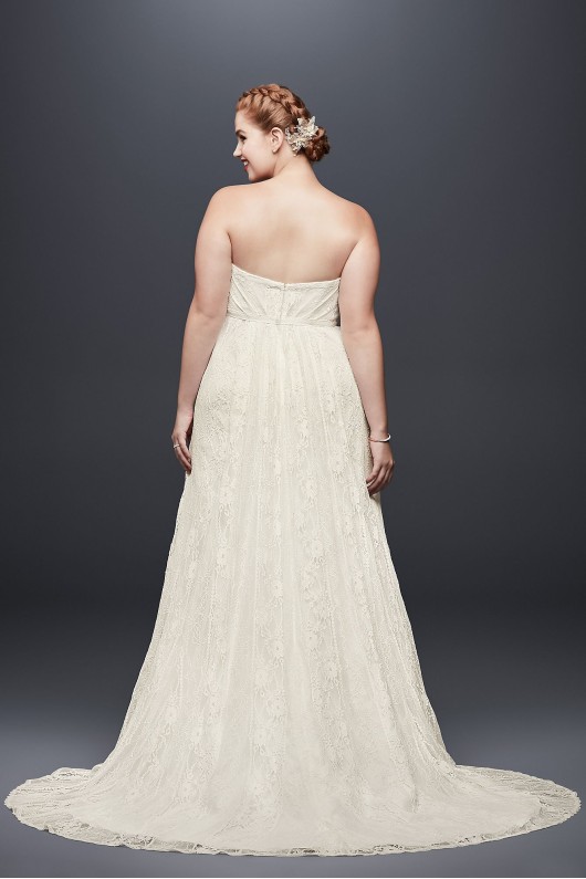 Linear Lace Plus Size Wedding Dress with Ribbon 9WG3782