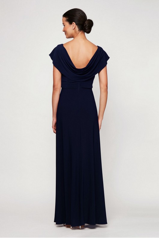 Long Jersey 81351491 Cowl Neck Mother of the Bride Dress with Front Slit