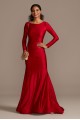 Long Sleeve Sateen Mermaid Gown with Lace-Up Back 2125BN