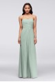 Long Strapless Chiffon Dress with Pleated Bodice F15555