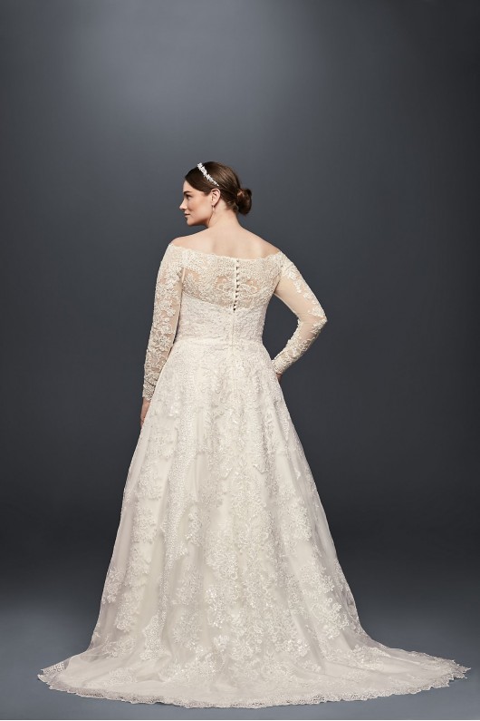 Off-The-Shoulder Plus Size A-Line Wedding Dress 8CWG765