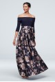 Off the SHoulder 3/4 Sleeves JHDM6192 Style Mother of the Bride Dress with Jacquard Floral Skirt