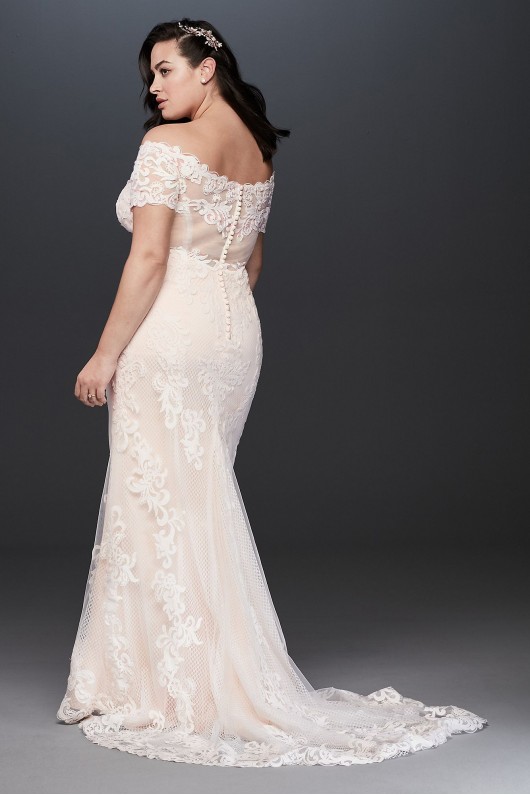 Off the Shoulder Lace Plus Size Wedding Dress 9V3958