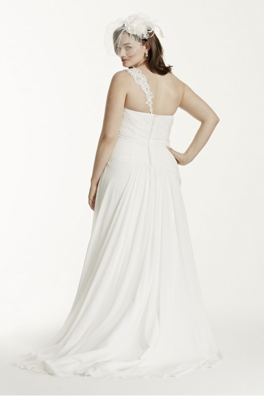 One Shoulder Chiffon Plus Size Wedding Dress 9V3398