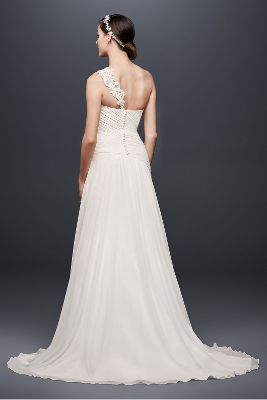 One Shoulder Wedding Dress with Floral Appliques Collection V3398