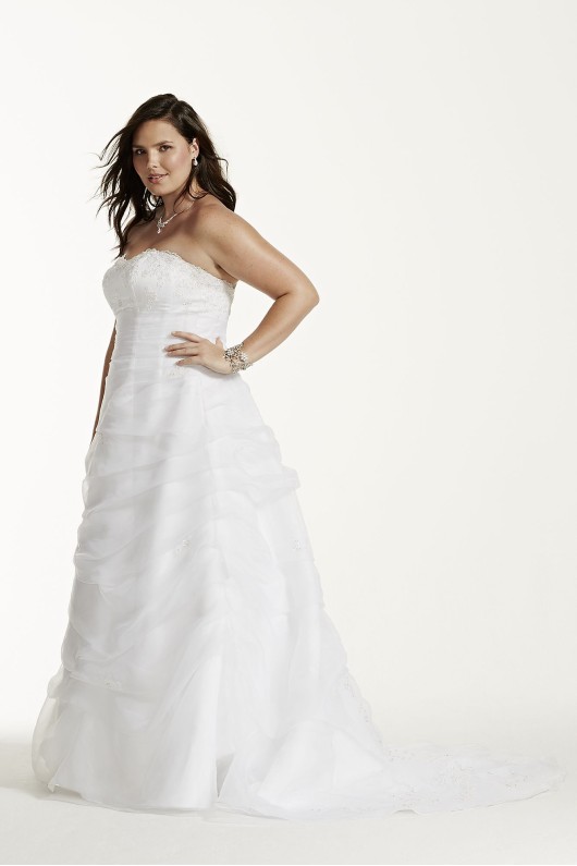 Organza Draped Plus Size Wedding Dress with Beads 9L9479