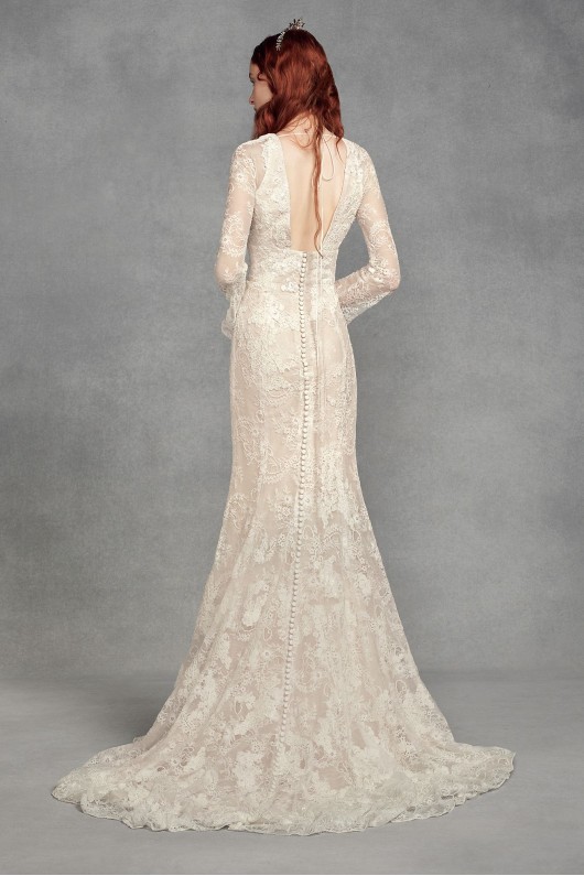 Petite 7VW351428 Style Full Length Lace Bell Petite Bridal Dress
