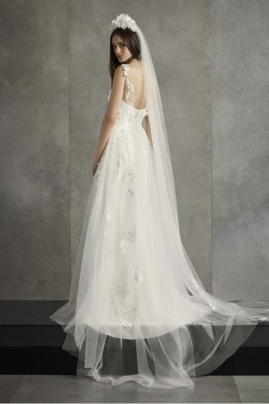 Petite New Style Sleeveless Long Punched Wedding Dress Style 7VW351501