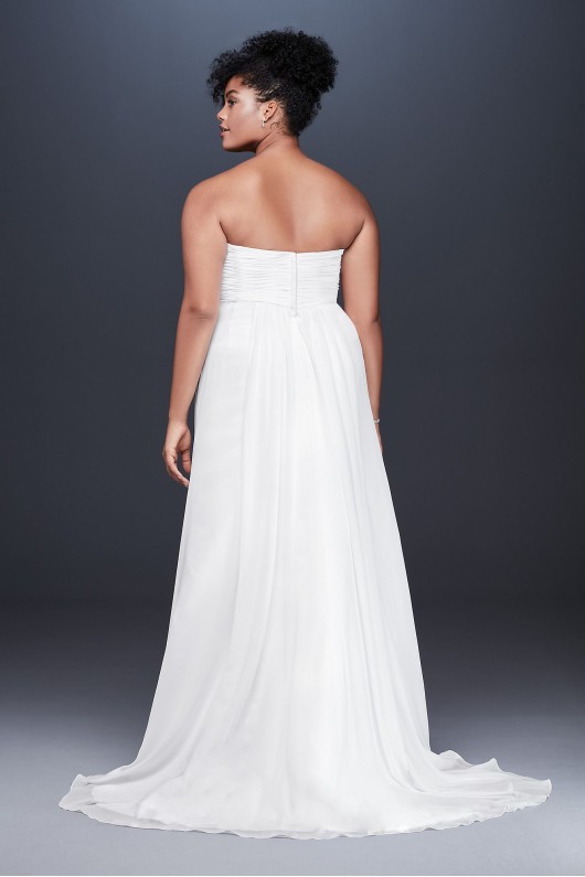 Pleated Chiffon Plus Size Wedding Dress with Beads 9OP1350