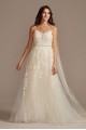 Pleated Lace Wedding Dress with Caged Tulle Skirt MS251229