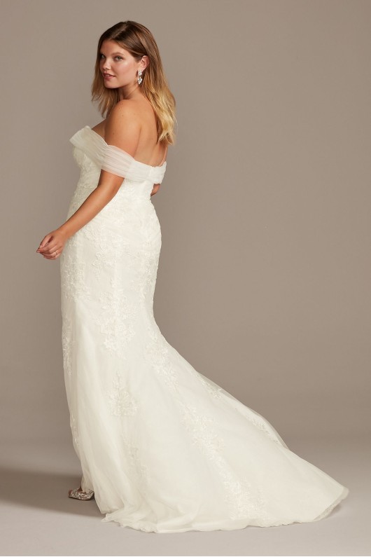 Plus Size 9WG3978 Style Tulle Floral Off-Shoulder Mermaid Wedding Dress