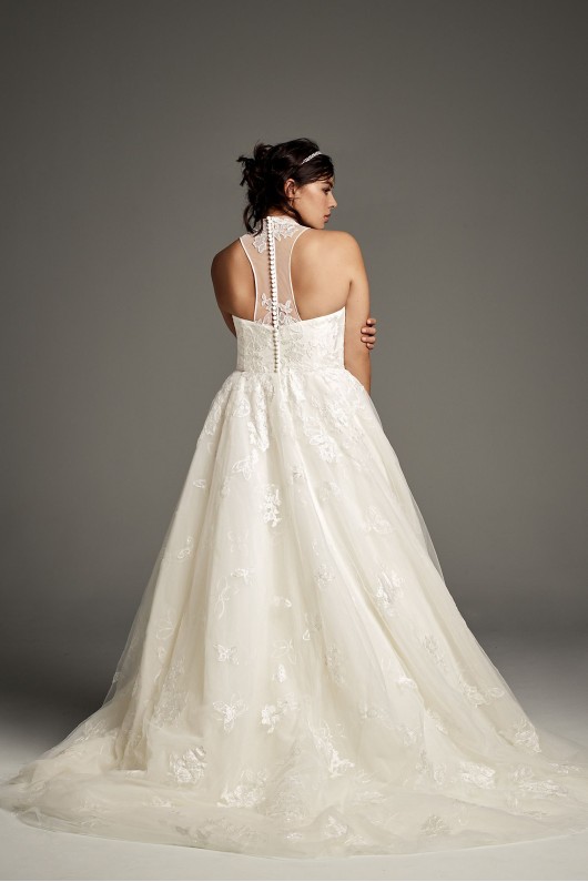 Plus Size High Neck 8VW351426 Style Floral Bridal Ball Gown