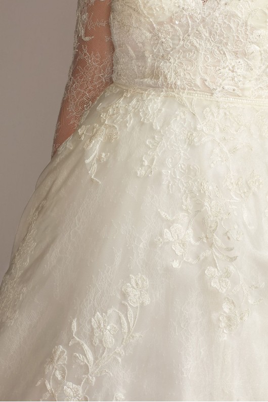 Plus Size Long A-line Shimmer Lace Applique Wedding Dress Style 8CWG853