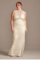 Plus Size Plunging Illusion Neck Long Fit and Flare Lace Bridal Gown Style 8MS251214