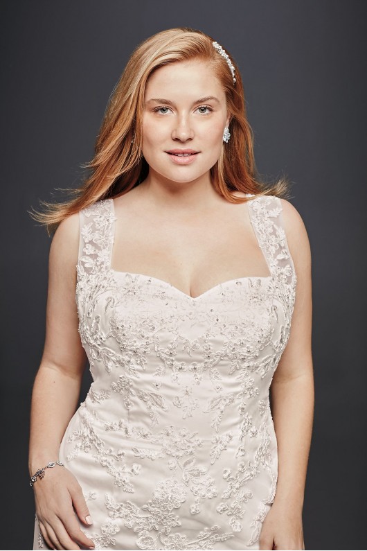 Plus Size Sheath Wedding Dress with Tank Straps Jewel 9WG3816