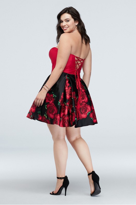 Plus Size Tie-Corset and Floral Skirt Dress