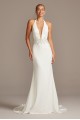  SWG838 Plunge Halter Wedding Dress with Embellished Waist