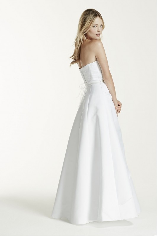 Satin A-line Wedding Dress with Asymmetrical Skirt T8076
