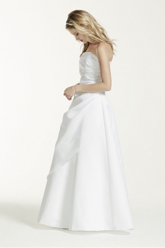 Satin A-line Wedding Dress with Asymmetrical Skirt T8076