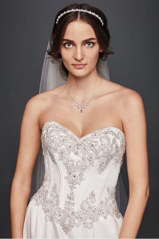 Satin Corset Ball Gown Wedding Dress Jewel WG3814